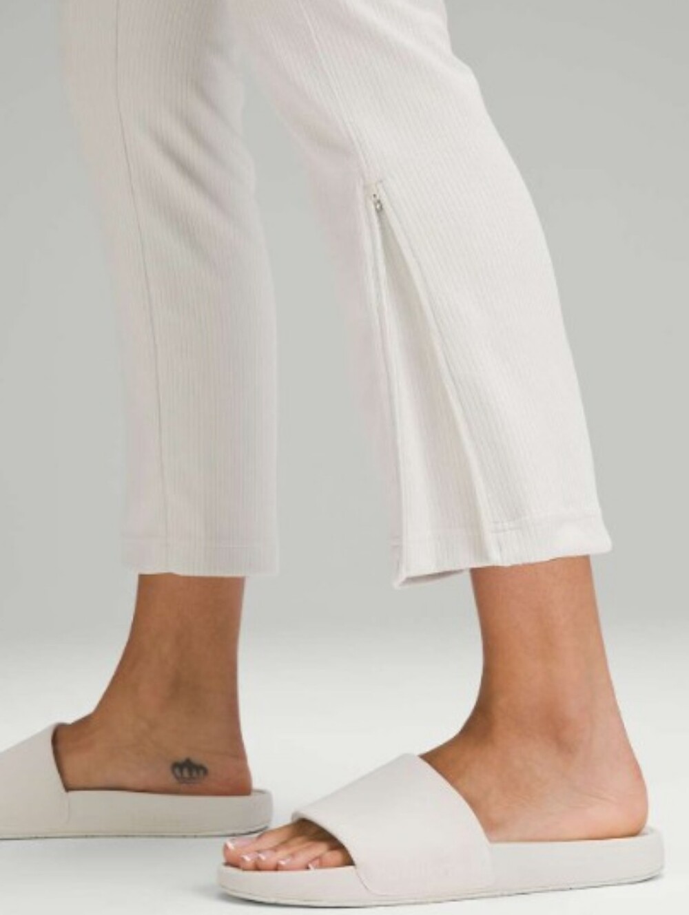 Lululemon Ribbed Softstreme Zip-leg High Rise Crop Pant Bone - Picture 2 of 11